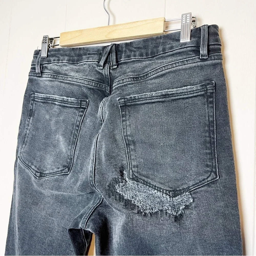 Good American Good Classic Jeans 10 30 black faded distressed high waist stretch